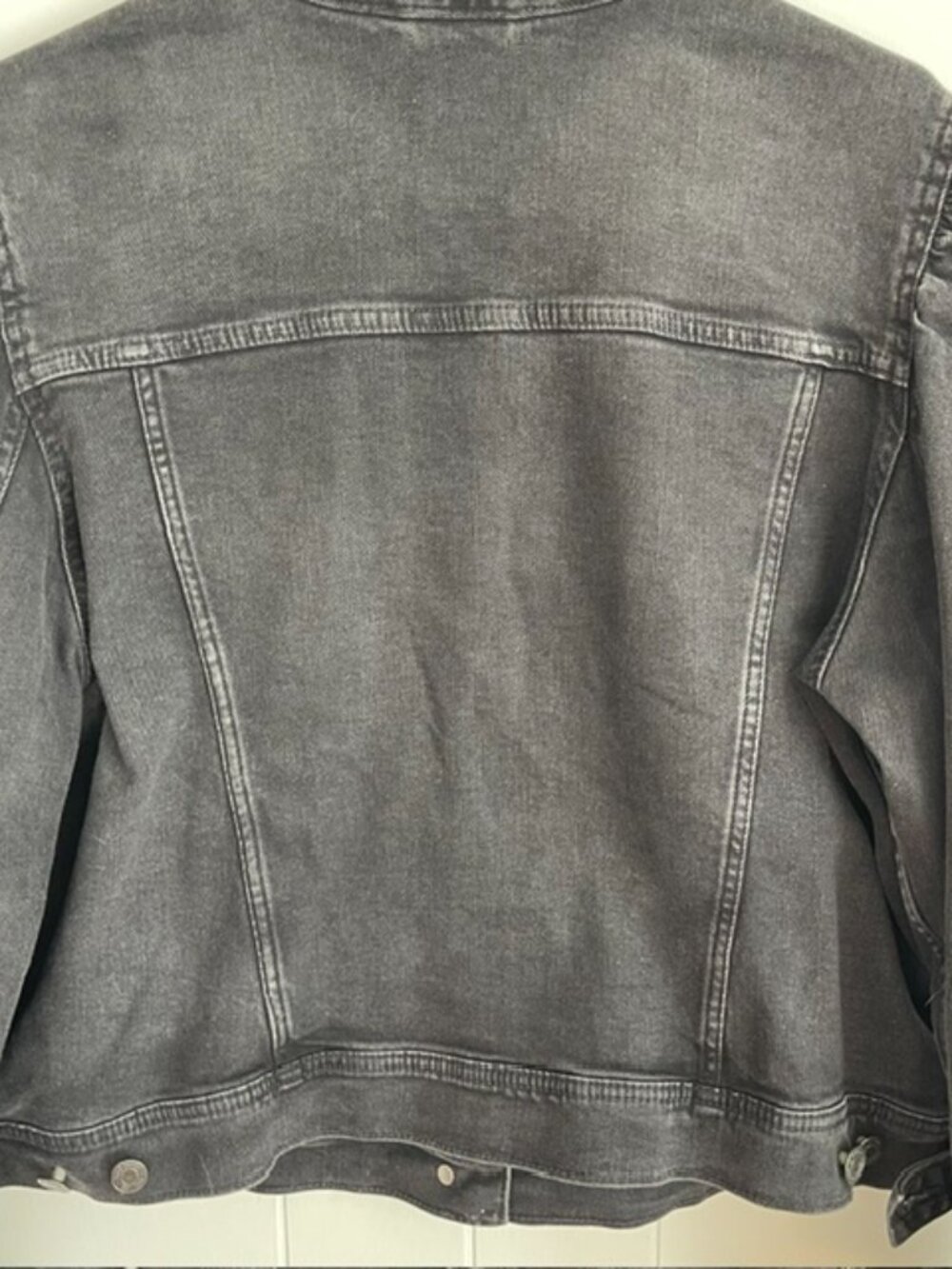 Gap Puff Sleeve Black Stretch Denim Jacket XXL - Picture 5 of 7